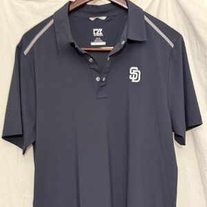 Cutter & Buck Padres Golf Polo Medium Navy DryTec 50+ UPF Stretch Shirt